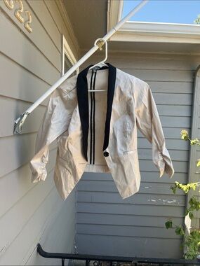 Charlotte Russe champagne Blazer with Black Shawl Collar